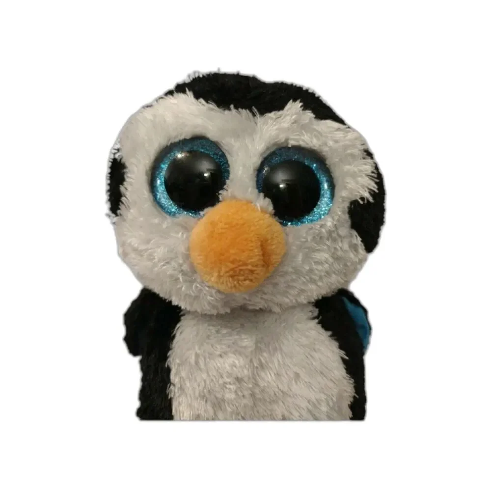 Ty Big Eye Beanie Boos Penguin Waddles Blue Glitter Eyes